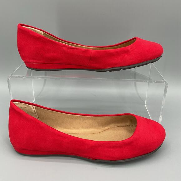 NEW Sun + Stone Women’s Eliana Ballet Flats Red size 5M - Picture 1 of 10